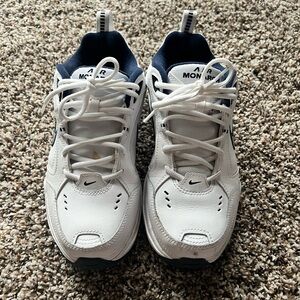 Nike White and Navy Air Monarch Casual Sneakers